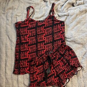 Women's PJ Red and Black 'Baby Girl' Tank and Shorts Set